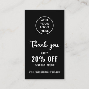 Carte De Réduction Logo d'entreprise Loyauté noir blanc QR Code verti