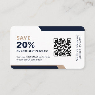 Carte De Réduction Logo d'entreprise Promotionnel Moderne Bleu Nuit &