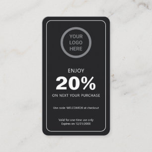 Carte De Réduction Logo personnalisé Marque professionnelle Noir pers