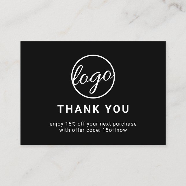 Carte De Réduction Logo personnalisé QR Code Simple Noir Moderne (Devant)