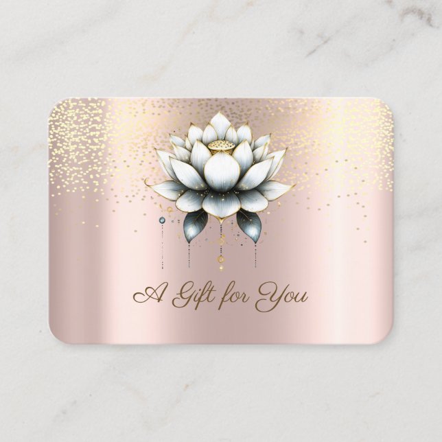 Carte De Réduction Lotus blanc de luxe, Confetti, Or Rose (Devant)