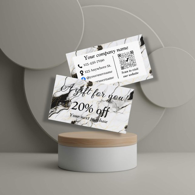 Carte De Réduction Marbre noir et blanc (Créateur téléchargé)