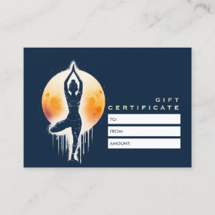 Carte De Réduction Méditation Yoga Instructeur Arbre Pose Pleine lune