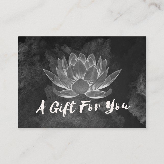 Carte De Réduction Méditation YOGA instructeur Reiki noir blanc Lotus (Devant)
