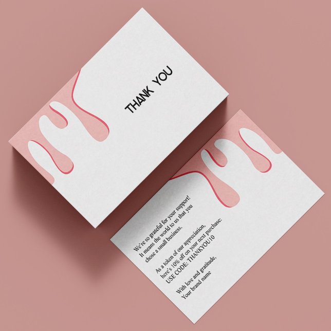 Carte De Réduction Merci moderne à goutte rose (Créateur téléchargé)