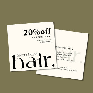 Carte de réduction moderne Elegant Noir Blanc Beau