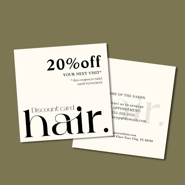 Carte de réduction moderne Elegant Noir Blanc Beau (Créateur téléchargé)