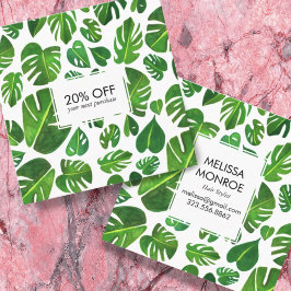 Carte De Réduction Monstera feuilles tropicaux illustrés aquarelle