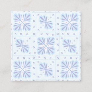 Carte De Réduction Motif répétitif floral géométrique bleu pastel