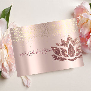 Carte De Réduction Paillettes Lotus,Confettis,Or Rose