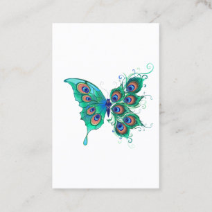 Carte De Réduction Papillon aux plumes de paon vert