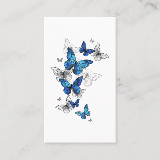 Carte De Réduction Papillons volants bleus Morpho (Devant)
