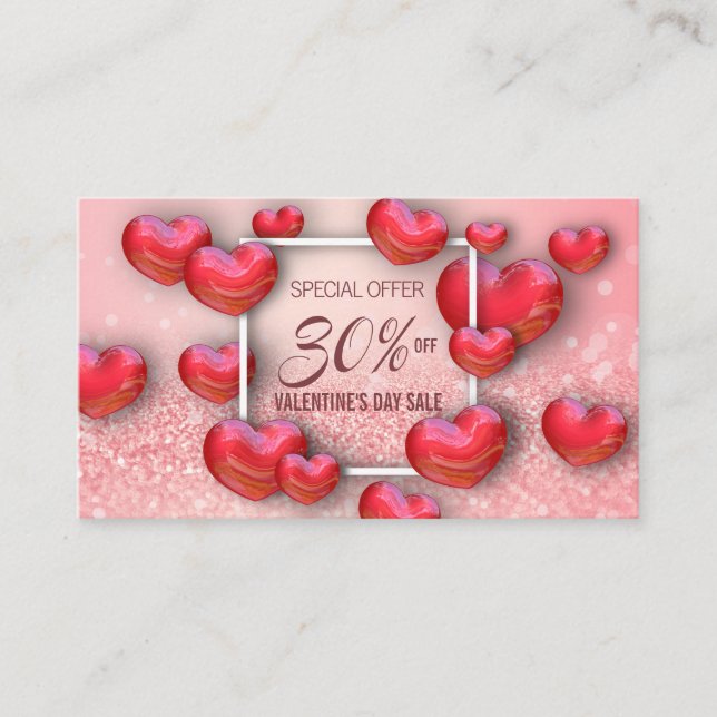Carte De Réduction Parties scintillant des Red Hearts Heureuse Sainte (Devant)