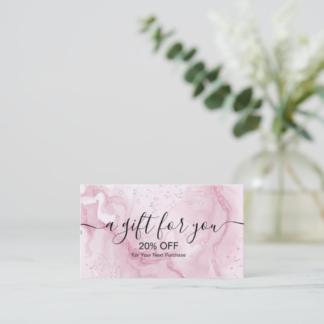 Carte De Réduction Parties scintillant liquide Splash Marbre rose (Debout devant)