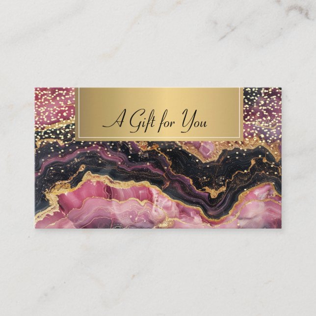 Carte De Réduction Parties scintillant Noir Bourgogne Gold Confetti (Devant)