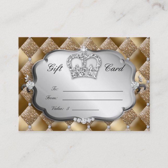 Carte De Réduction Parties scintillantes d'or de couronne de diamant (Devant)