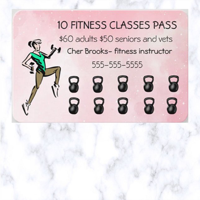 Carte De Réduction Pass 10 classes de remise en forme modifiable (Créateur téléchargé)