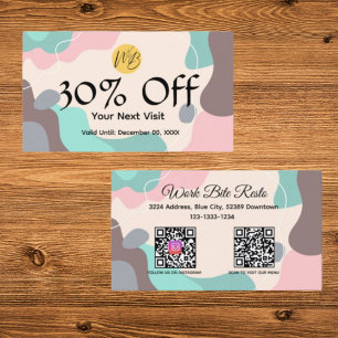 Carte De Réduction Pastel Wave Modern Restaurant Qr Code Menu et