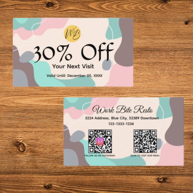 Carte De Réduction Pastel Wave Modern Restaurant Qr Code Menu et (Créateur téléchargé)