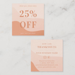 Carte De Réduction Peach Pink Waves Audacieuse Typographie Petite ent