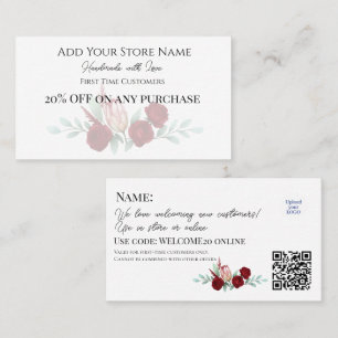 Carte De Réduction Première Clientèle Élégante Aquarelle Florale