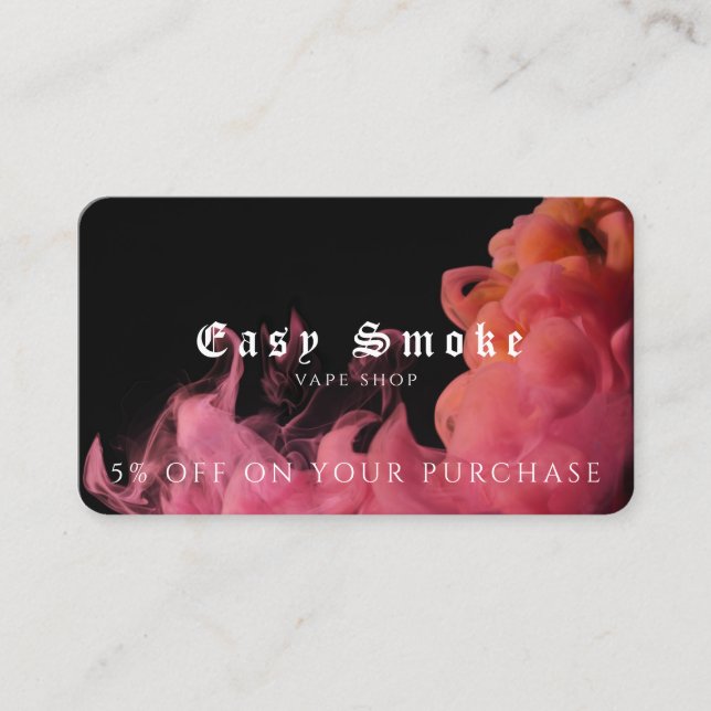 Carte de réduction professionnelle Vape Shop (Devant)