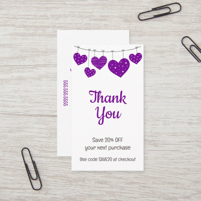Carte de réduction Purple Heart Garland (Devant/Arrière en situation)