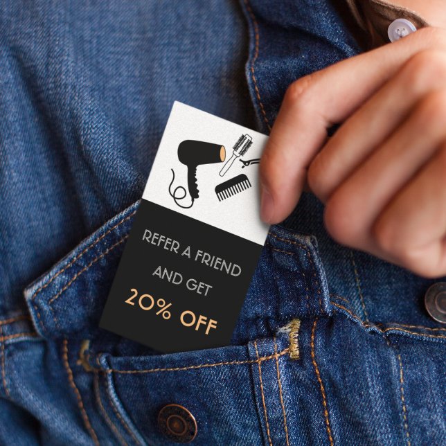 Carte De Réduction Référez Ami Rabais Coiffeur salon de beauté (Créateur téléchargé)