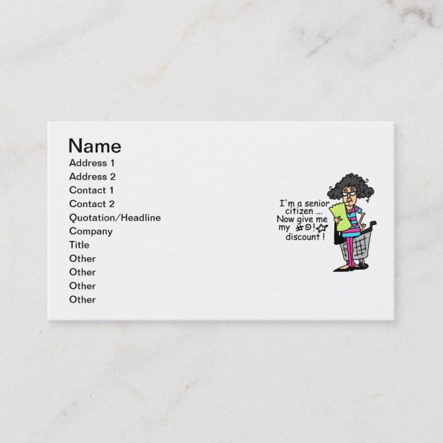 Carte De Réduction Remise de vieillard (Devant)