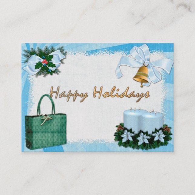 Carte De Réduction Retro Holiday Blues ABONDANCE / CADEAU pour les en (Devant)