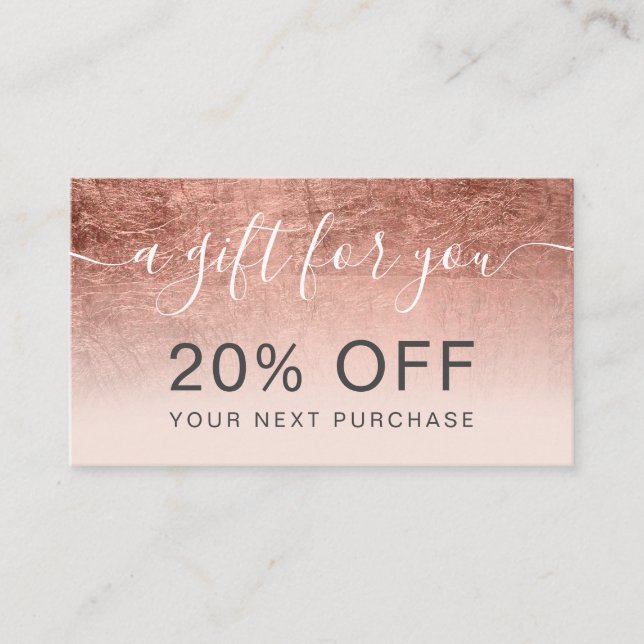 Carte De Réduction rose moderne de l'or foin blush professionnel (Devant)