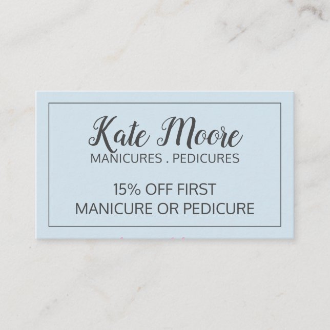 Carte De Réduction Salon De Nail Manicuriste Et Pedicuriste Salon De  (Devant)