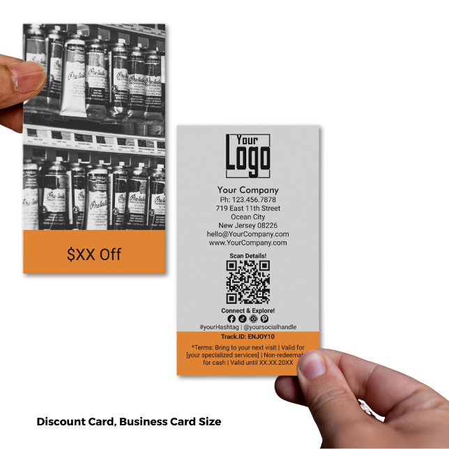 Carte De Réduction Service Image Orange Accents $XX Off (Service Image Orange Accents $XX Off Discount Card)