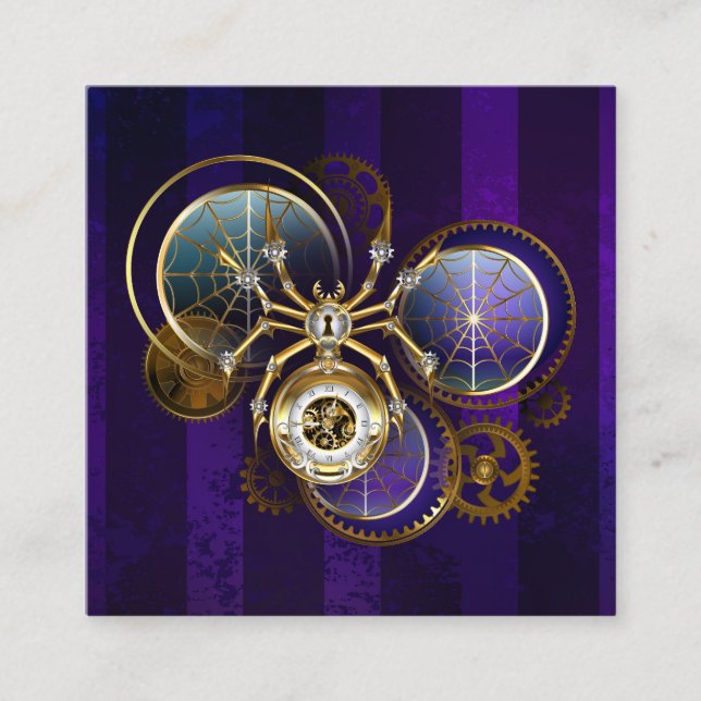 Carte De Réduction Spider Steampunk sur Arrière - plan pourpre (Devant)
