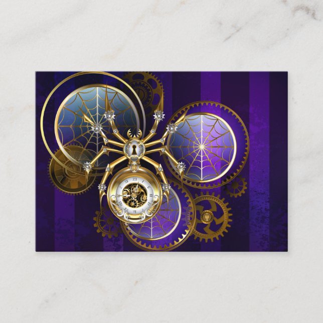 Carte De Réduction Spider Steampunk sur Arrière - plan pourpre (Devant)