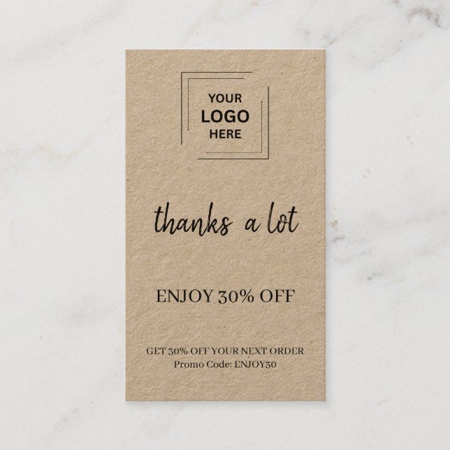 Carte De Réduction Style de récompense client de Rustic Kraft (Devant)