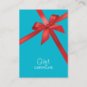 Carte De Réduction Turquoise Red Ribbon Wrapping