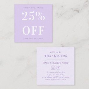 Carte De Réduction Typographie moderne Gras Lilac Lavender Business