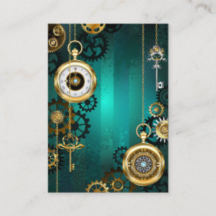 Carte De Réduction Veille bijoux Steampunk sur un Arrière - plan vert