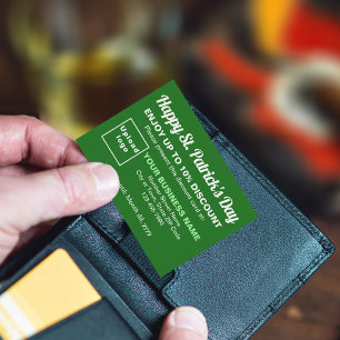 Carte de réduction verte Business Saint Patrick