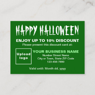 Carte de réduction verte d'Halloween d'affaires
