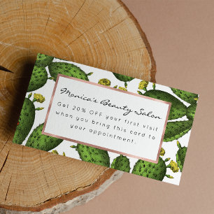 Carte De Réduction Vintage vert jaune Floral Cactus Motif