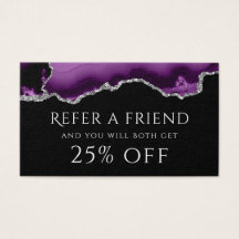 Carte de référence d'agate d'argent violet