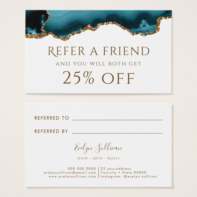 Carte de référence d'Agate de parties scintillant  (Devant & derrière)