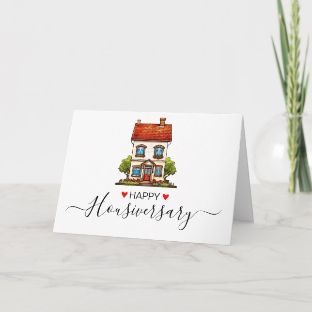 Carte de référence d'anniversaire de maison joyeux (Devant)