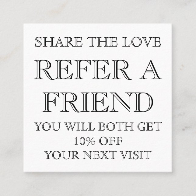 Carte de référence du salon de beauté noir et blan (Devant)