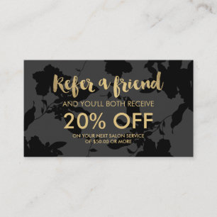 Carte de référence du salon de texte en or floral 