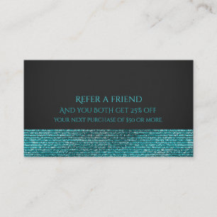 Carte De Référencement Aqua Blue Moderne Glamour Sequins Recommander un A
