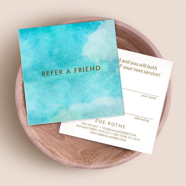 Carte De Référencement Aquarelle artistique bleu ciel client aiguillage (Créateur téléchargé)