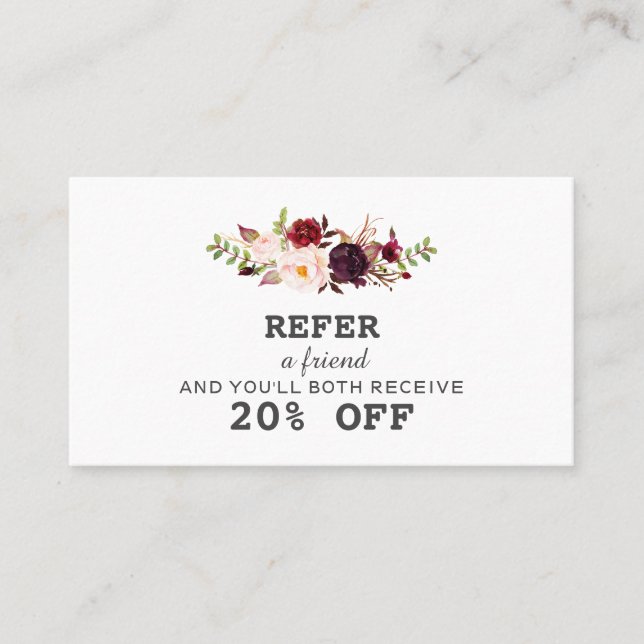 Carte De Référencement Aquarelle Burgundy Blush Artiste de maquillage Flo (Devant)
